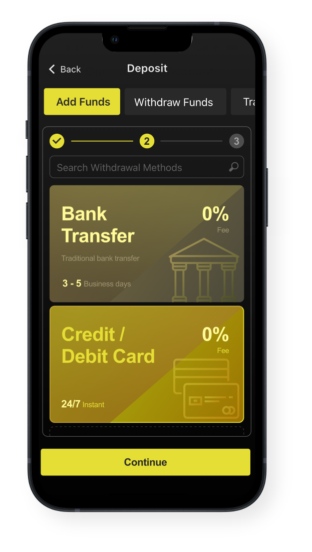 Deposit screen mobile example 1