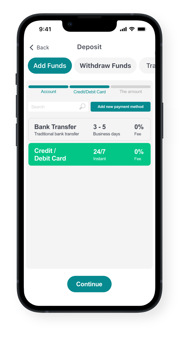 Deposit screen mobile example 2