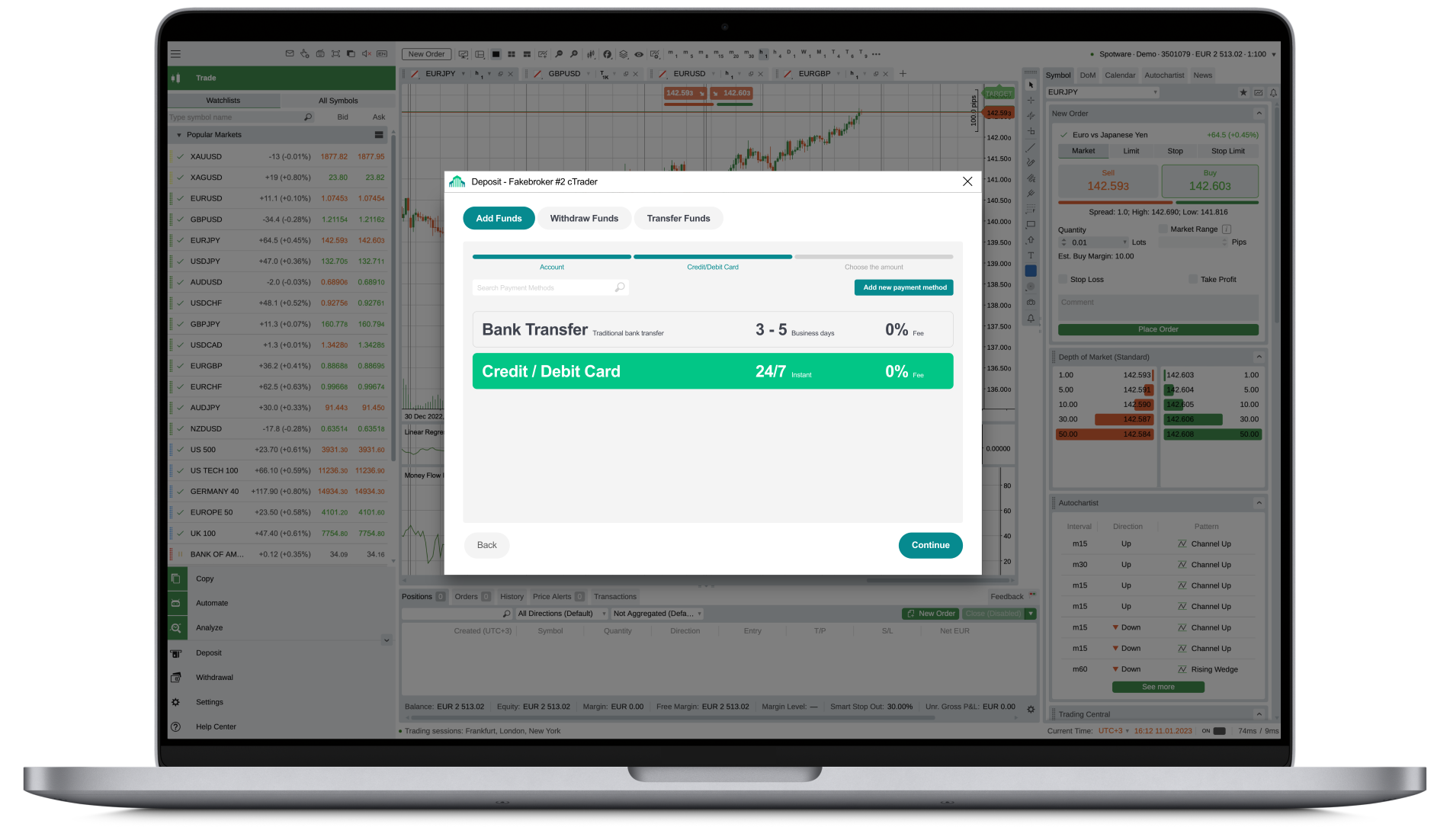 Deposit screen web example 2